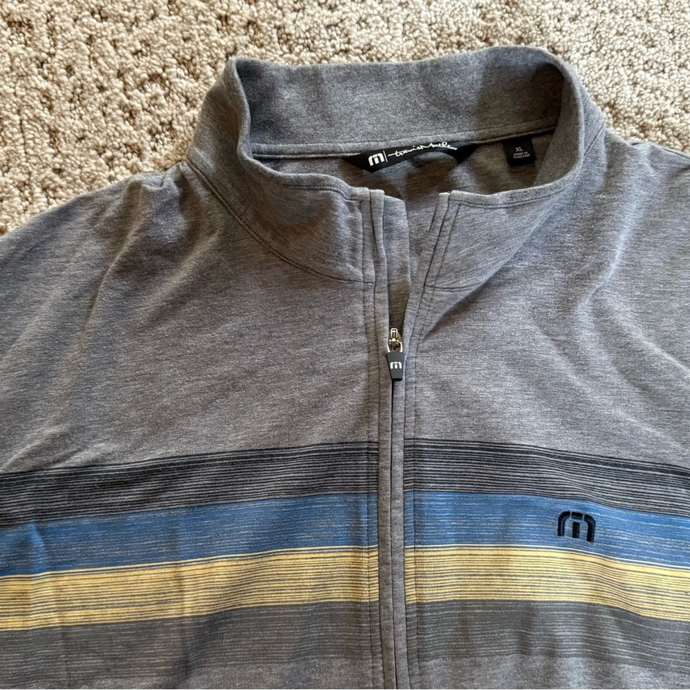 Gray Quarter-Zip Pullover With Stripes - image 2